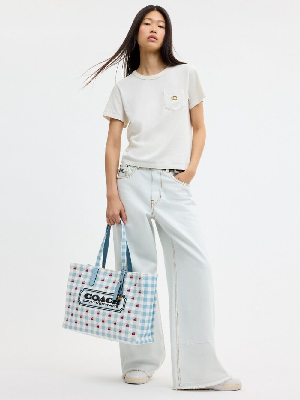 Coach Tote Bag With Gingham Print - Picture 3 of 5